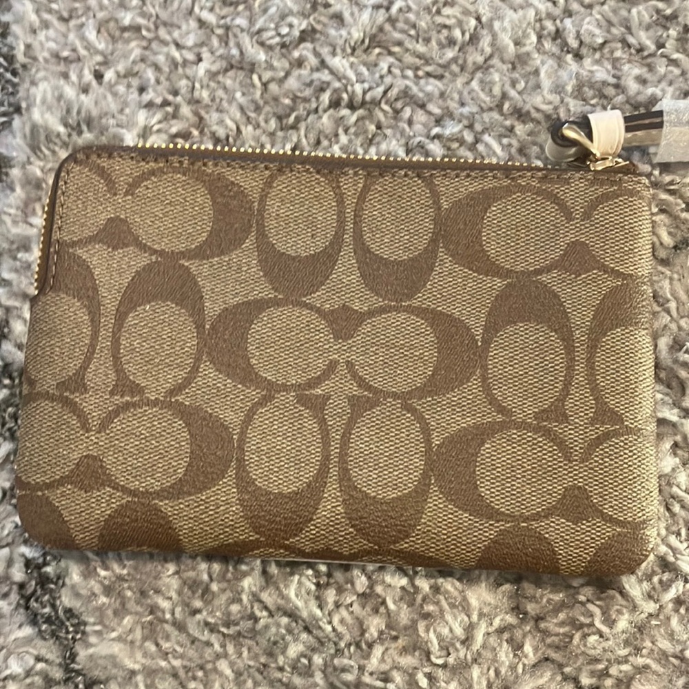 Coach Signature Brown and Cream Wristlet - Picture 5 of 9